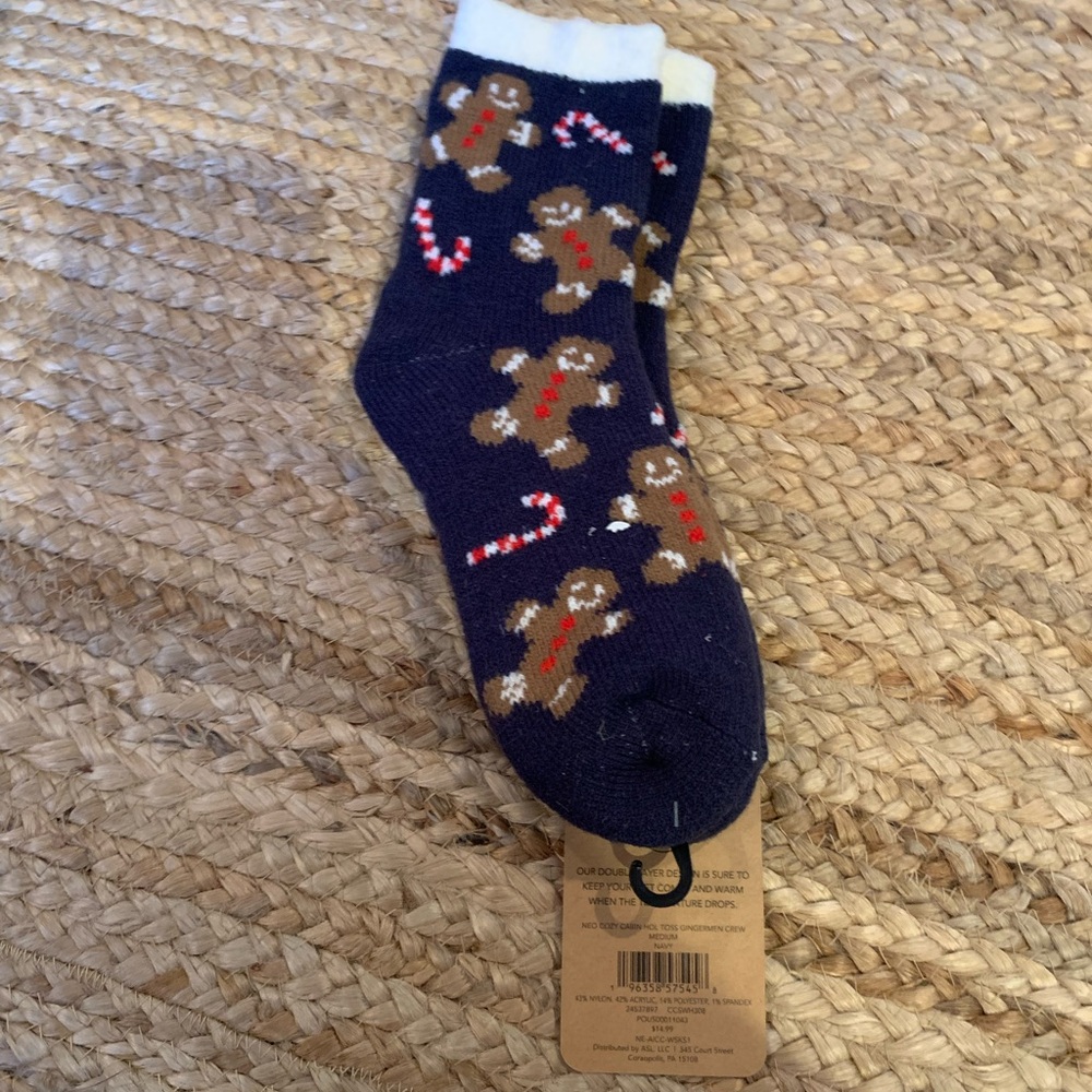 Gingerbread Man Socks - Navy